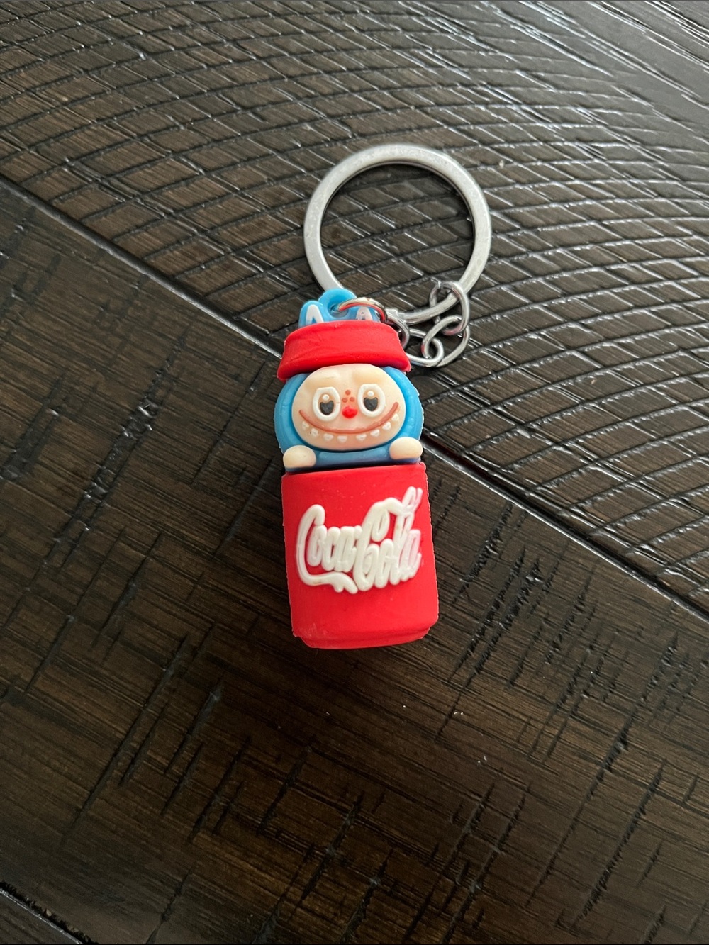 Coca-Cola Red Keychain with Blue Character Topper